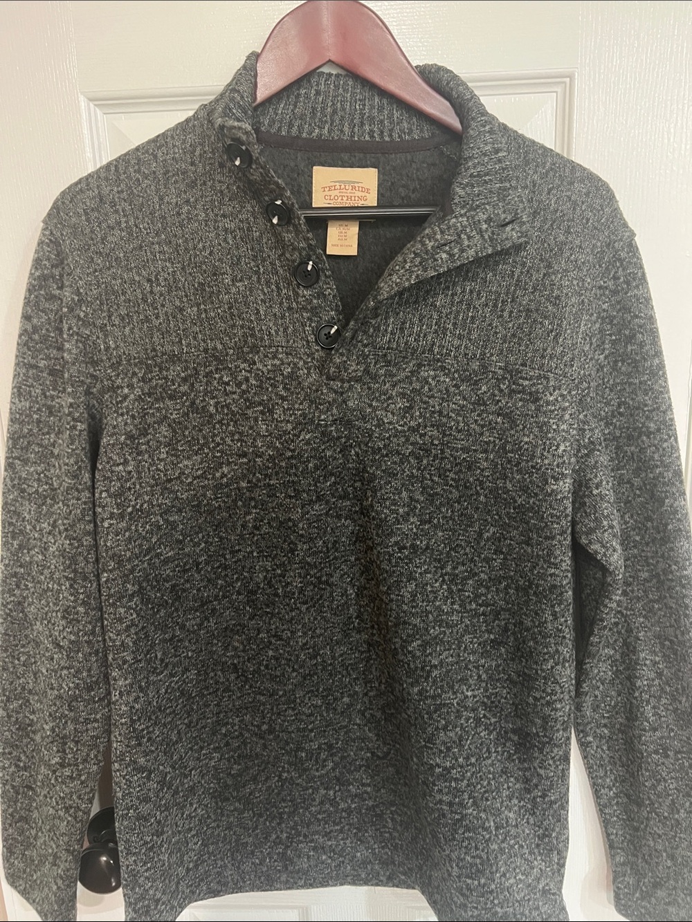 Telluride - Men's Gray Button-Neck Sweater